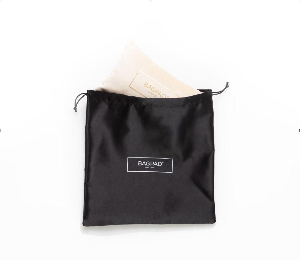 Dustbags in black with Bagpad logo print in white
